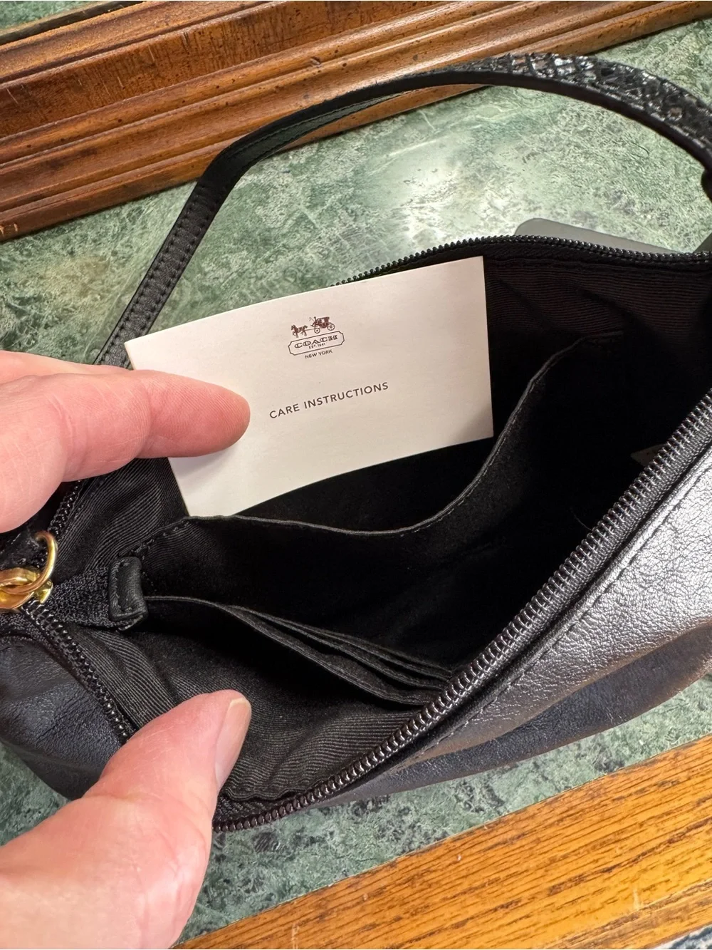 Coach Black Leather Wristlet Clutch with Python Trim
